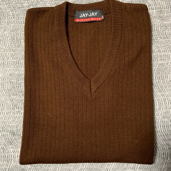 3/$20 Men’s JAY - JAY WINTER WEAR Brown Ribbed Sleeveless Sweater Vest Size 40 - Picture 1 of 7
